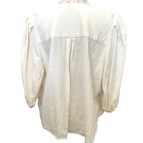 Zara TRF Collection Cream Puff Sleeve Linen Blend Top Size XL - Picture 2 of 7